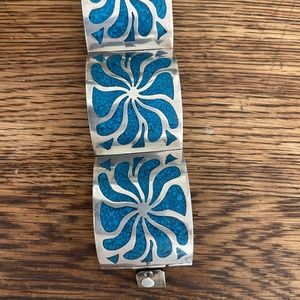 Mexican Silver and Turquoise Cuff Bracelet